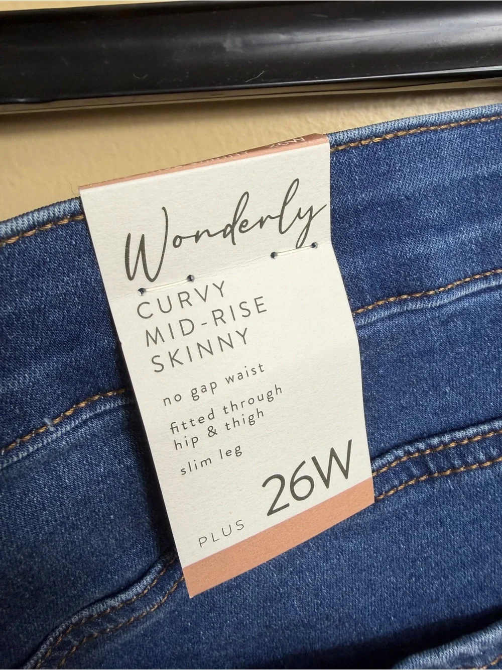 NWT Wonderly Plus Size 26W Jeans Curvy Mid Rise Skinny Blue Stretch Denim